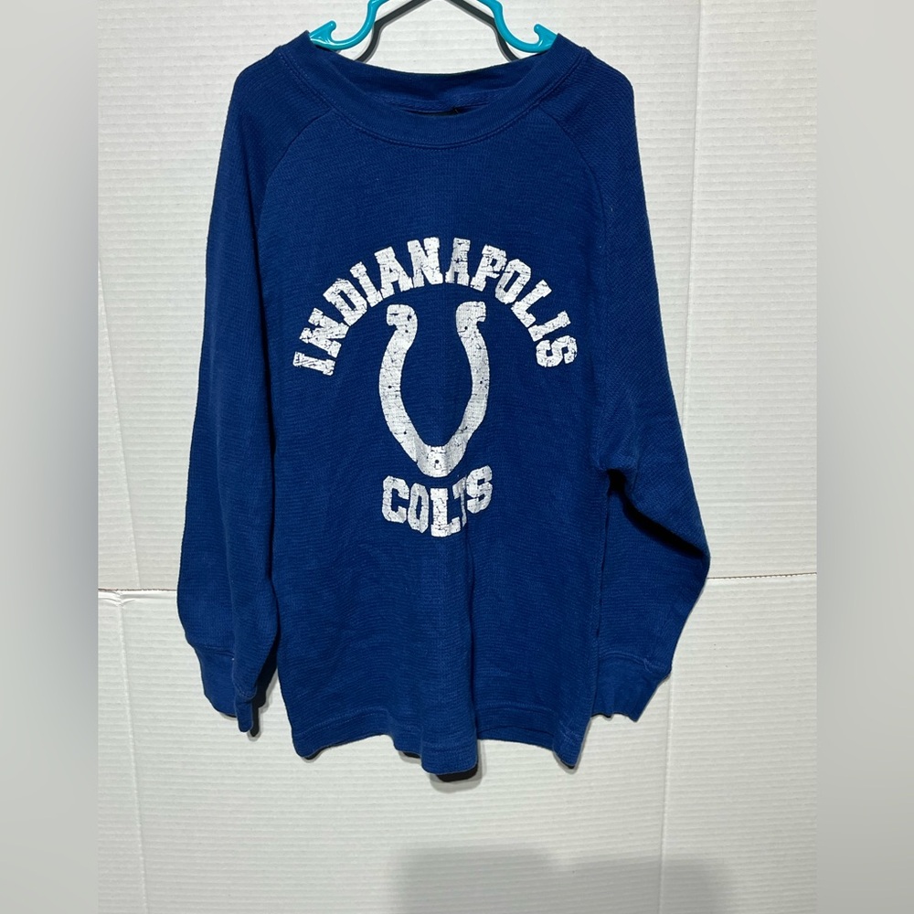 INDIANAPOLIS COLTS THERMAL NFL TEAM REEBOK APPAREL PULL OVER BLUE YOUTH SZ S 7-8